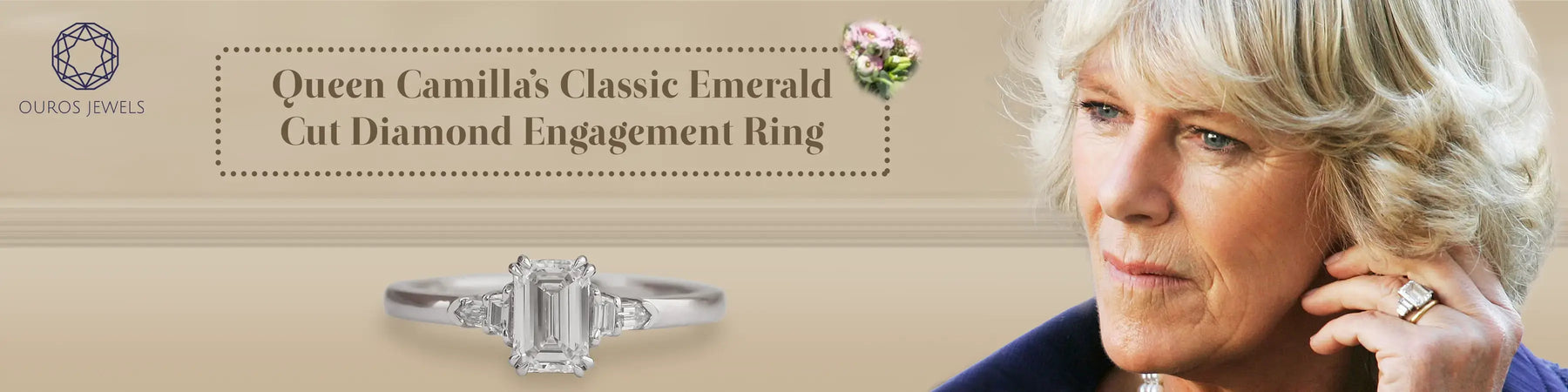 Queen Camilla emerald-cut diamond ring