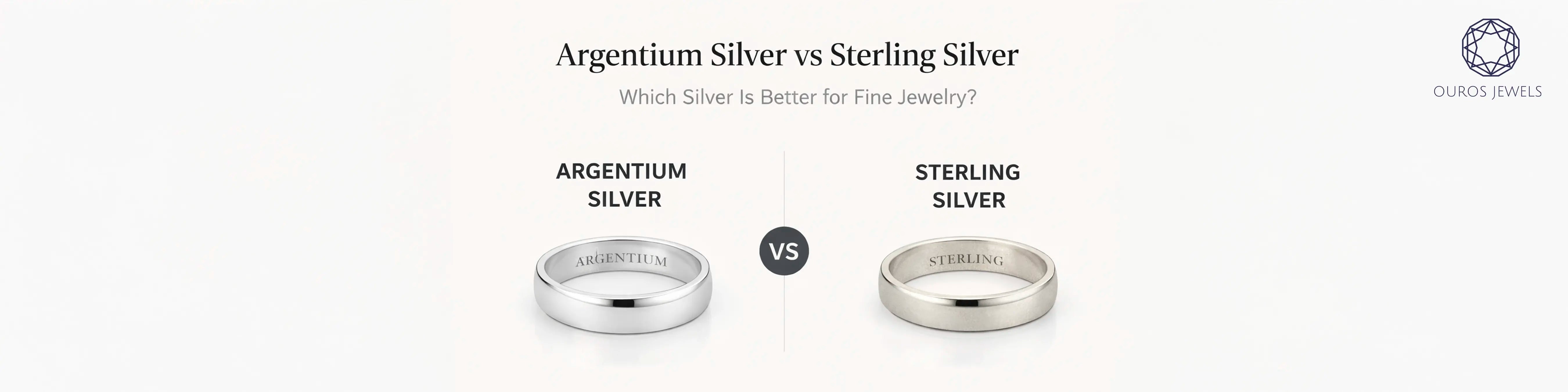 Argentium silver vs sterling silver comparison showing two rings side by side for fine jewelry