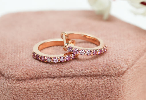 Diamond hoop earrings in rose gold