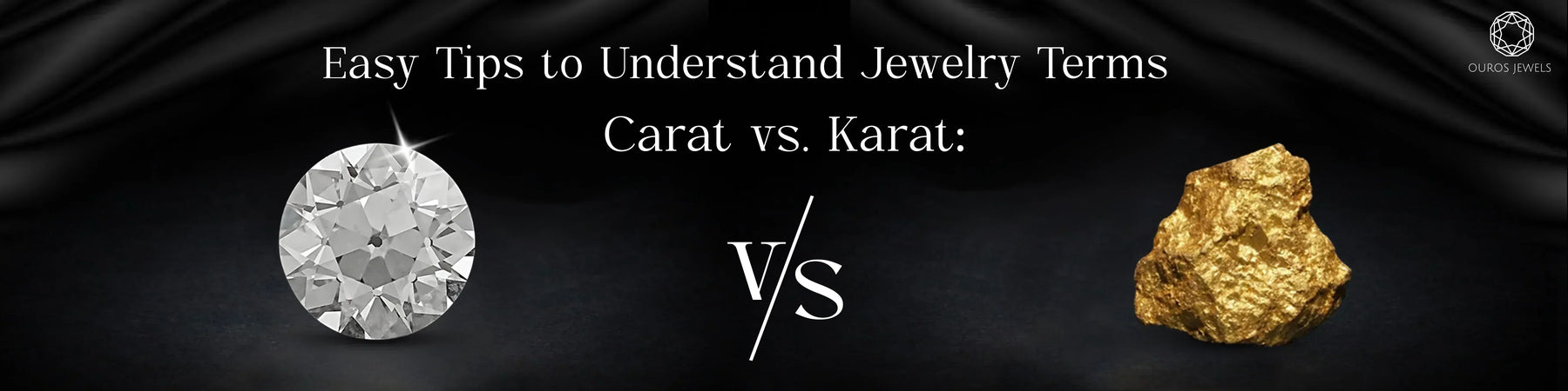 Visual guide showing difference between carat weight and gold karat purity.