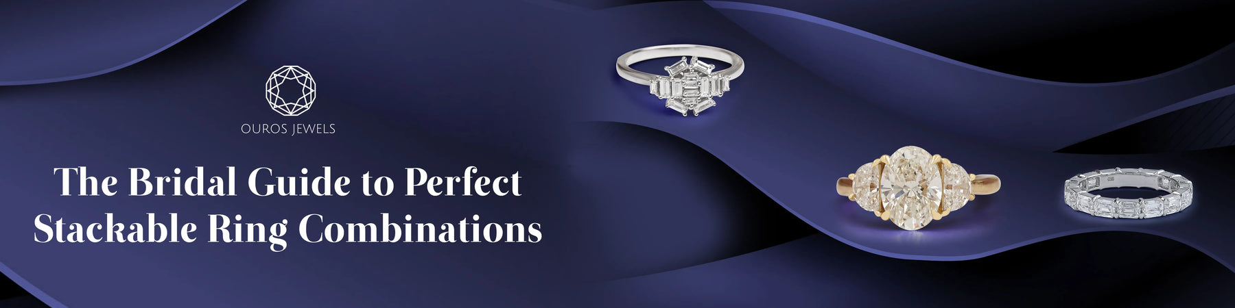 Beautiful stackable wedding rings with unique shapes and metals for modern bridal style