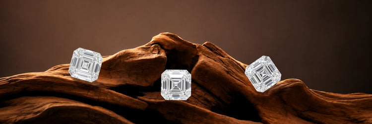 Asscher cut lab grown diamond loose stone with step cut facets and square shape