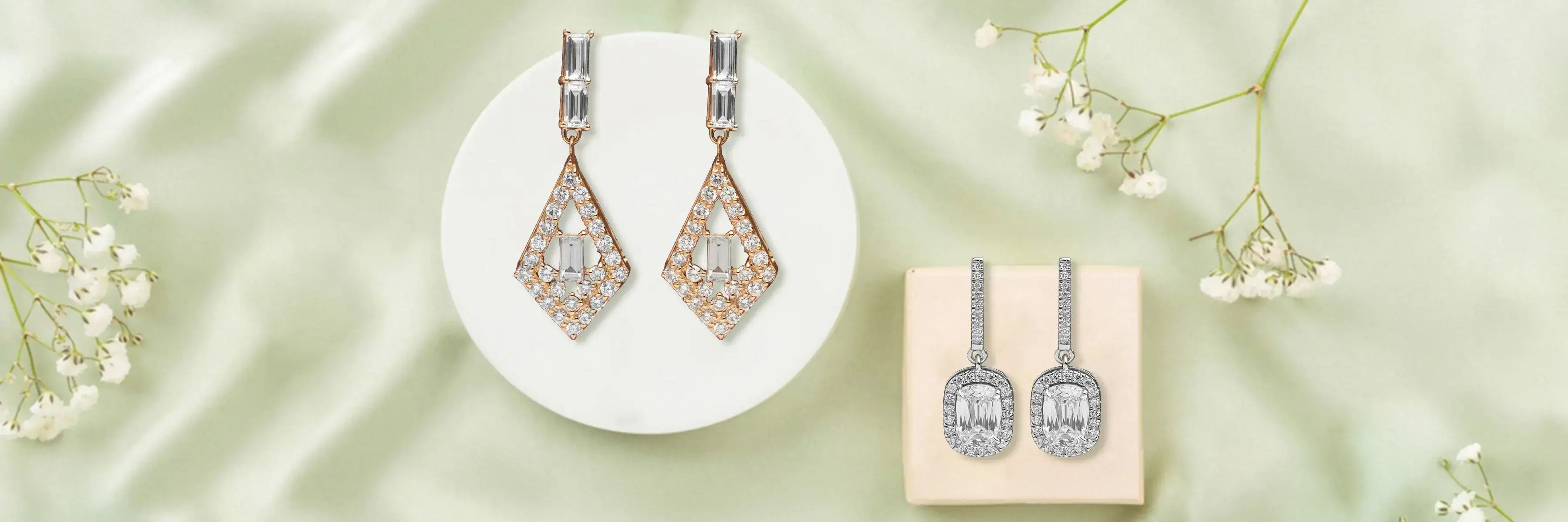 boucles d'oreilles pendantes en diamant