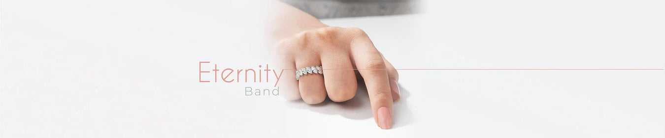 eternity bands in oval, round, pear, emerald shape lab grown diamonds with alternative color diamond options.