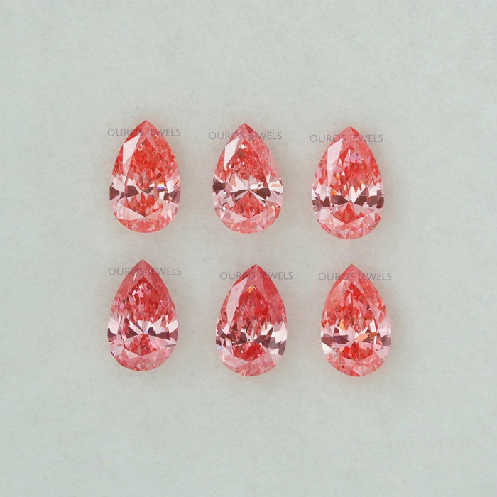 0.31 Carat Each Pink Pear Cut Lab Diamond Ouros Jewels