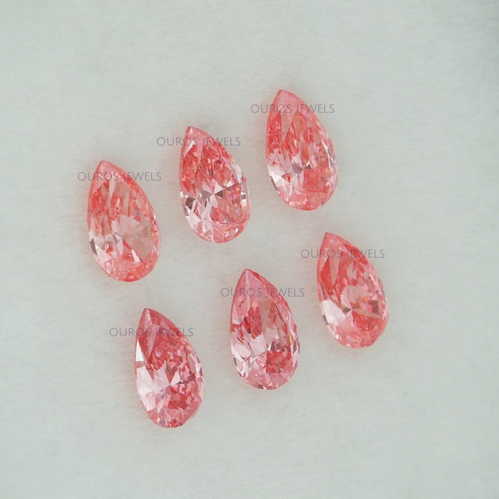 0.31 Carat Each Pink Pear Cut Lab Diamond Ouros Jewels