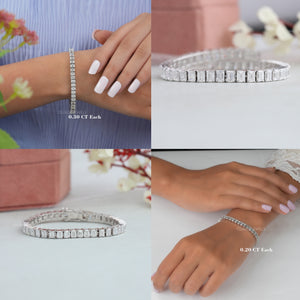 Bracelet de tennis empilable avec diamants cultivés en laboratoire taille émeraude