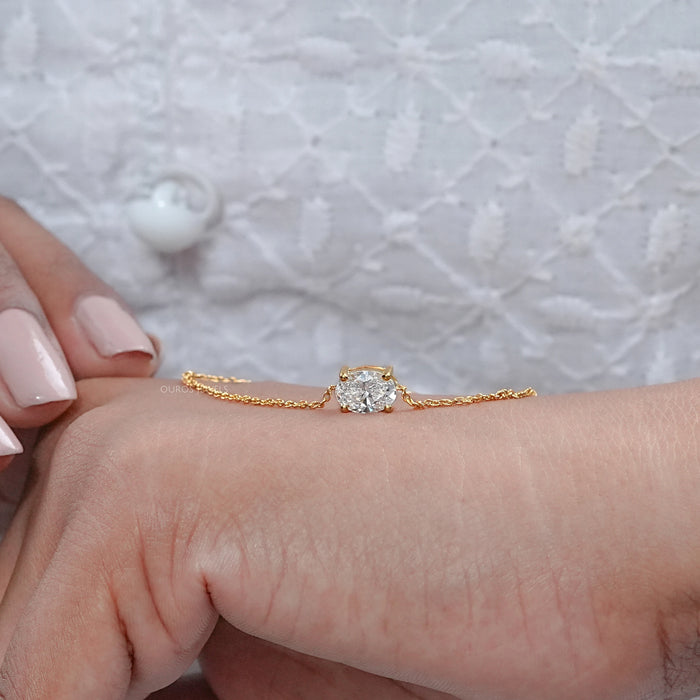 Oval Cut Lab Diamond Solitaire Chain Bracelet