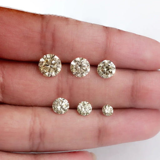 Diamants de laboratoire jaunes ronds brillants fantaisie