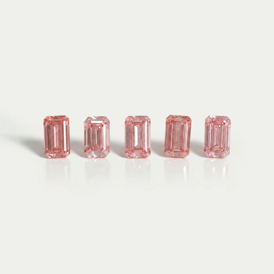 Pink Emerald Cut Lab Grown Diamond Loose