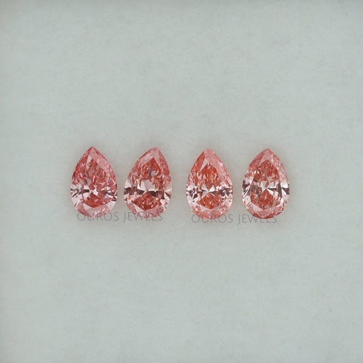 front view of 0.42ct pink pear shaped lab grown diamonds loose