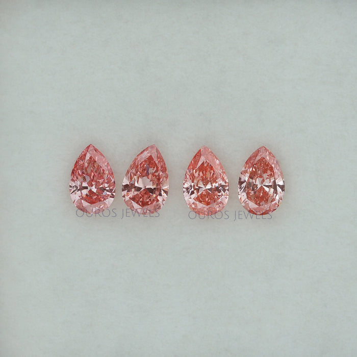 0.42 Carat Each Pink Pear Lab Grown Diamond