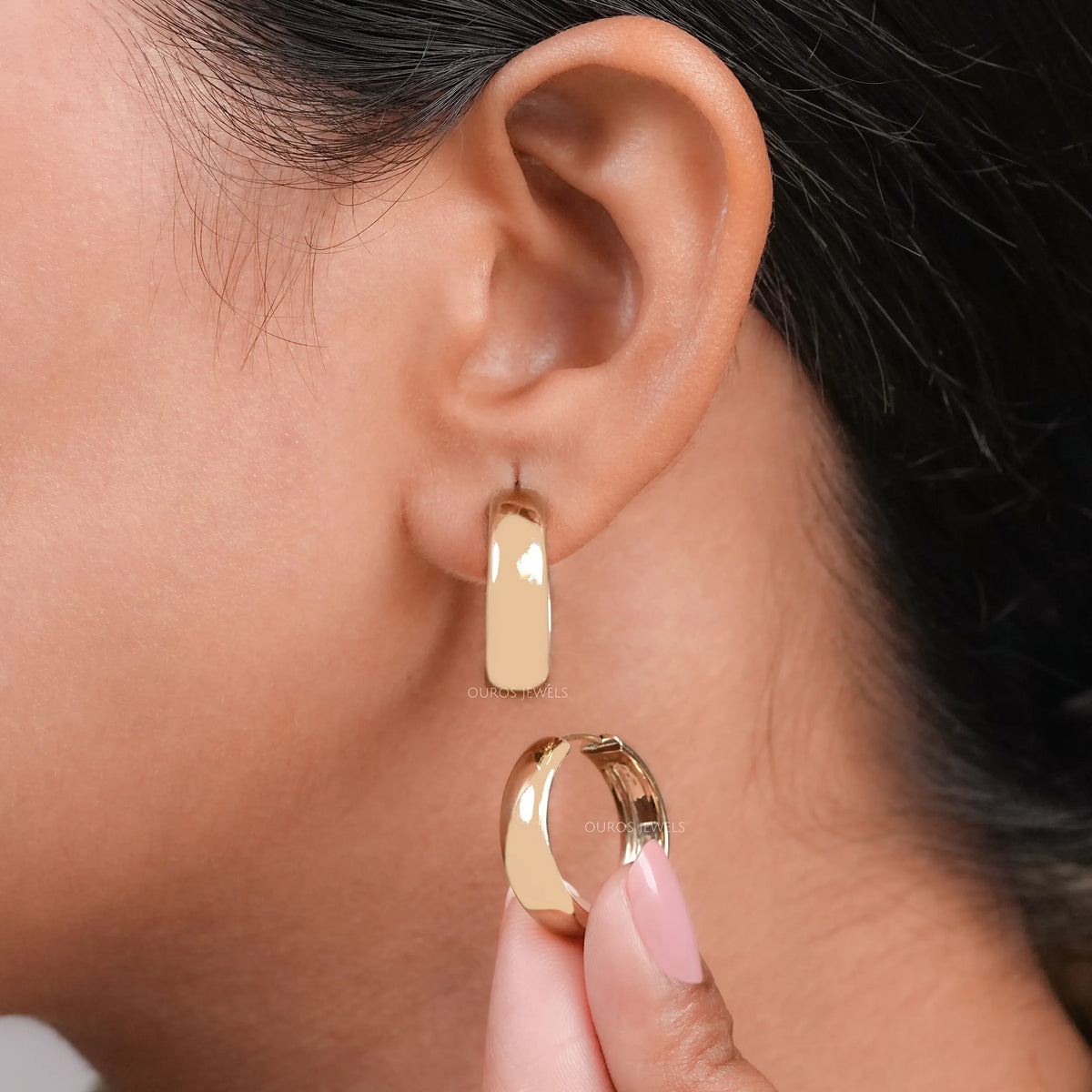 Yellow Gold Huggie Hoop Earrings Earring