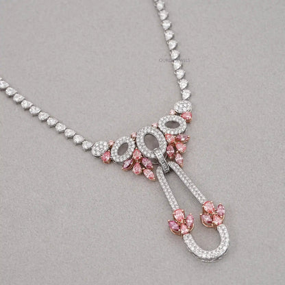 Pear And Round Shape Cluster Diamond Bridal Necklace Necklaces