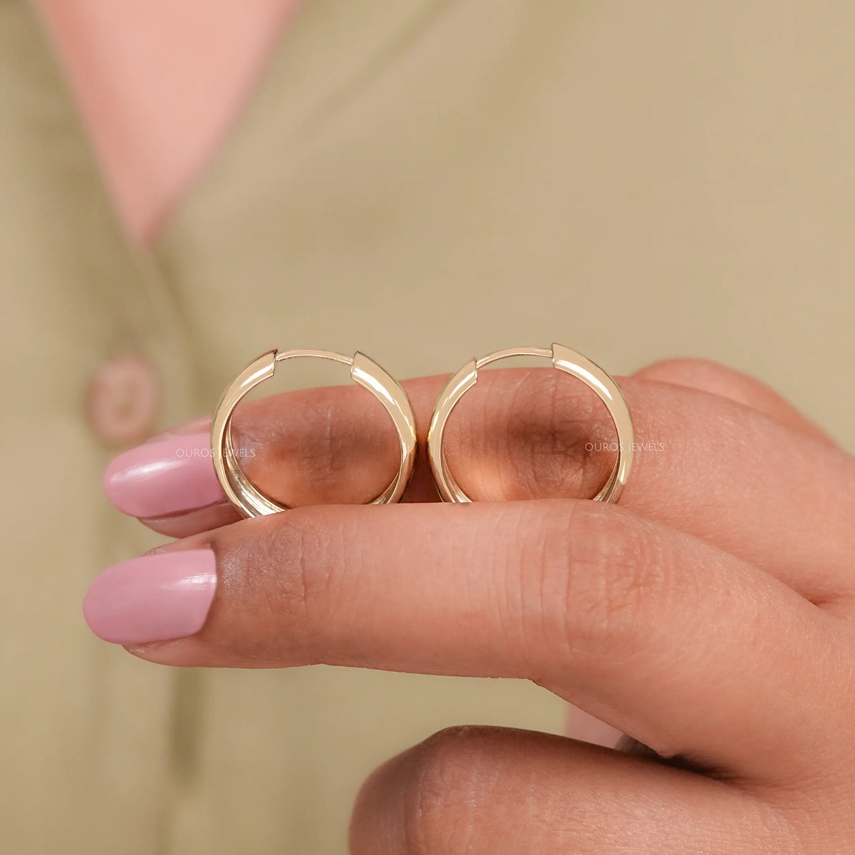 Yellow Gold Huggie Hoop Earrings Earring