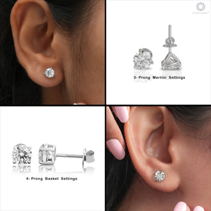 Boucles d'oreilles à tige en diamant rond cultivé en laboratoire certifié IGI