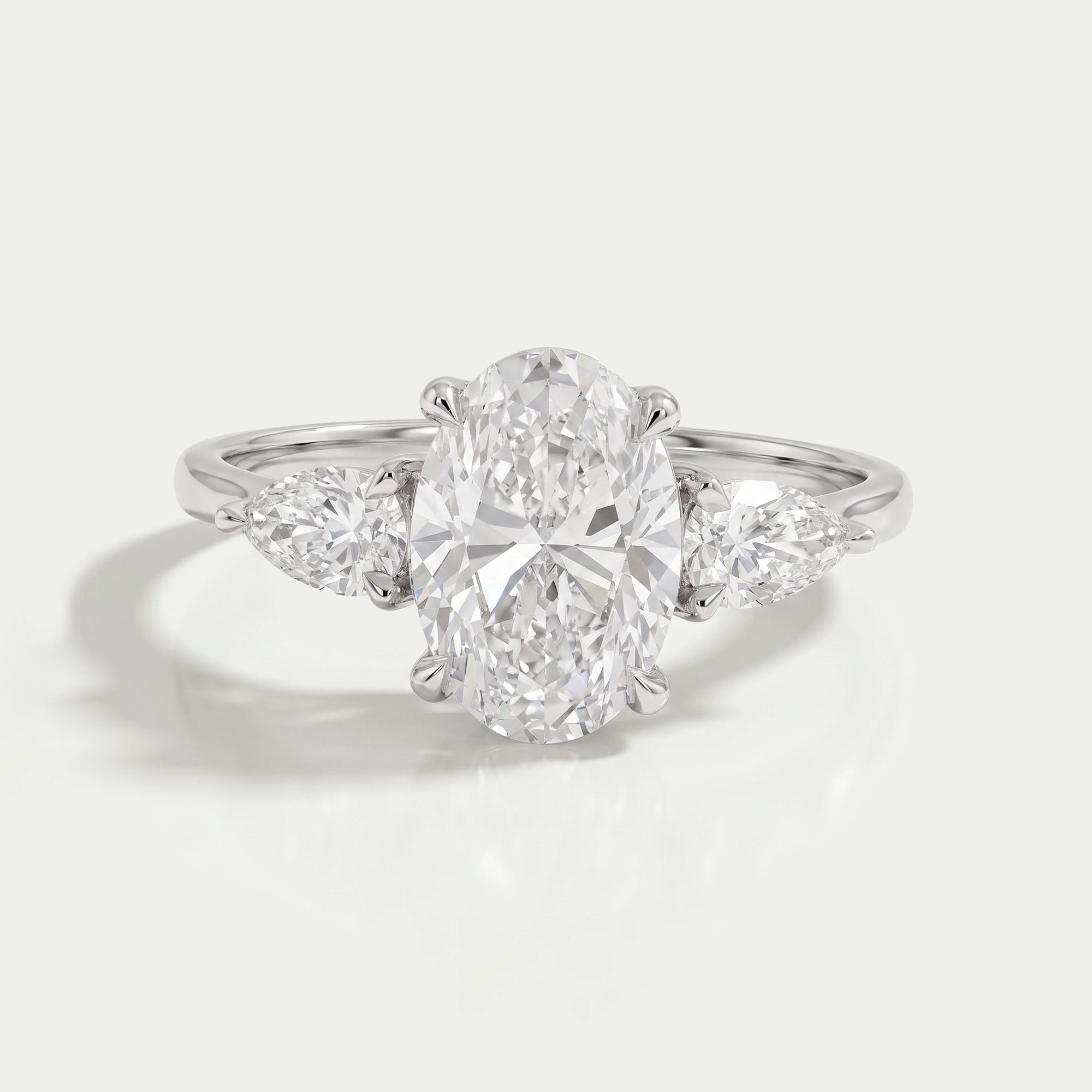 Three Stone Oval Shape Lab Grown Diamond Ring