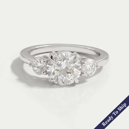 3 Stone Old European Round Diamond Engagement Ring Ring
