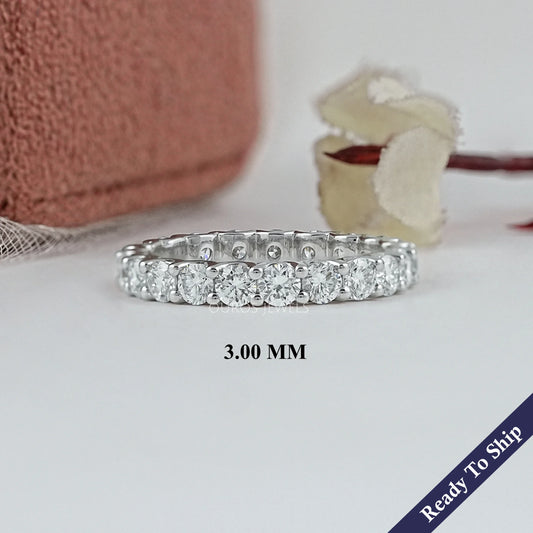 Round Diamond Eternity Wedding Band 14K White Gold - 3.00 MM 7.00 US Ring
