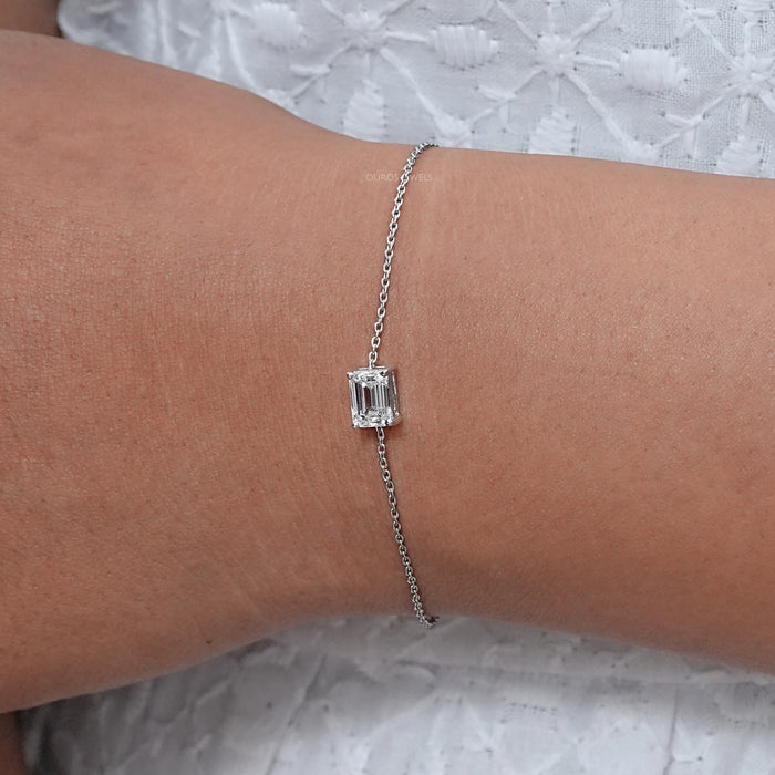 Emerald Cut Lab Grown Diamond Solitaire Bracelet