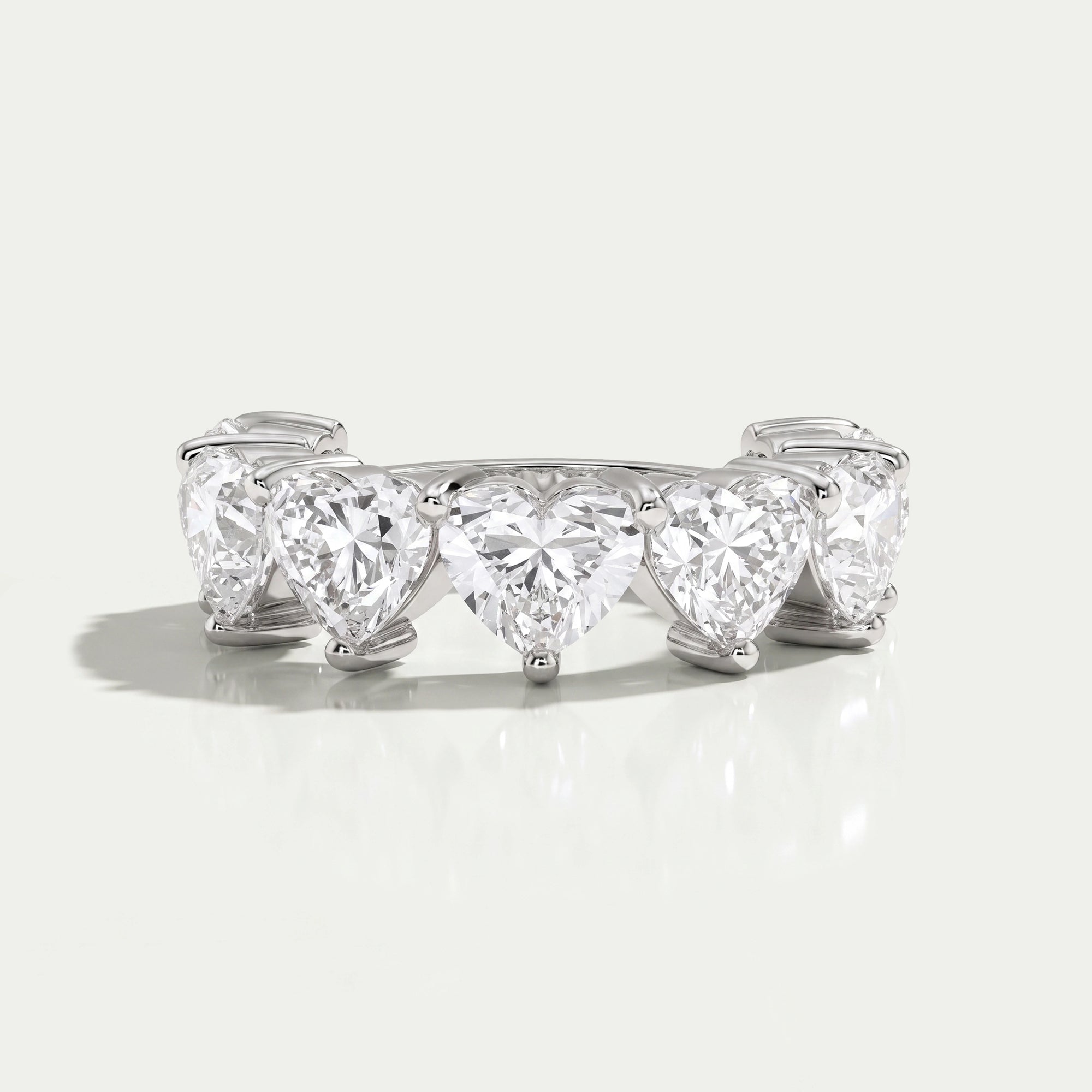 Heart Cut Lab Grown Diamond Five Stone Ring Rings