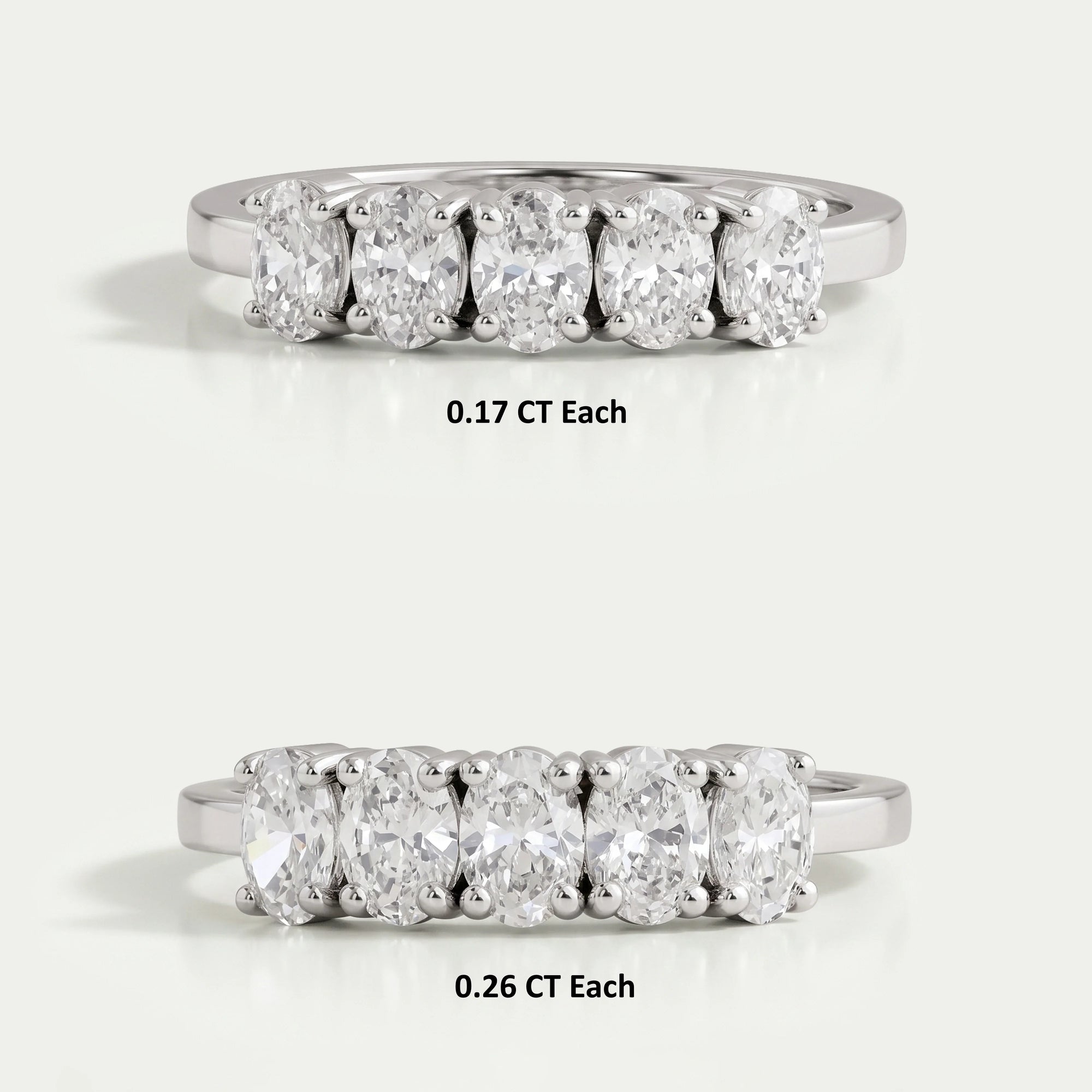 Five Stone Oval Cut Lab Grown Diamond Wedding Ring