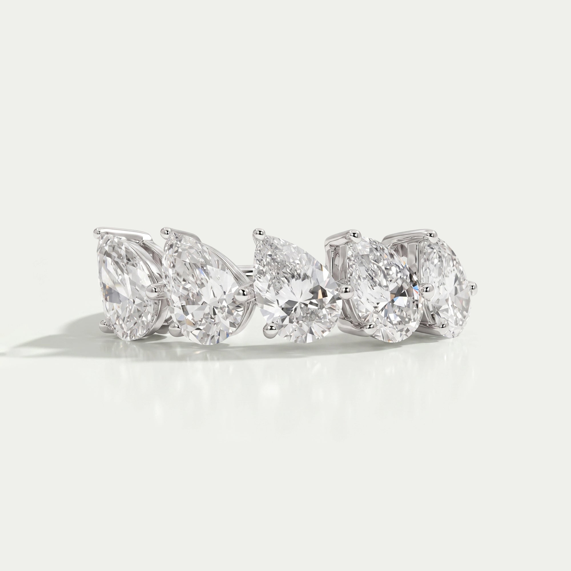 Pear Cut Five Stone Lab Grown Diamond Dainty Ring