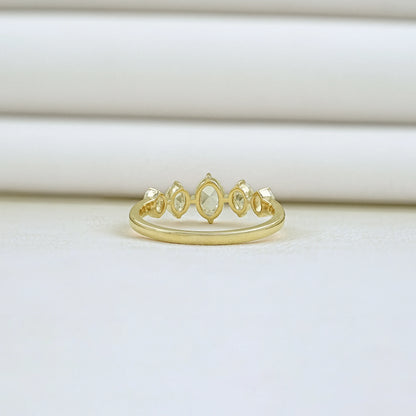 Five Stone Rose Cut Oval Diamond Ring