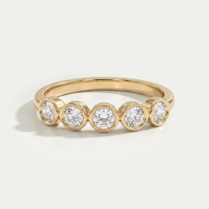 Five stone Round Lab Diamond Bezel Set Engagement Ring