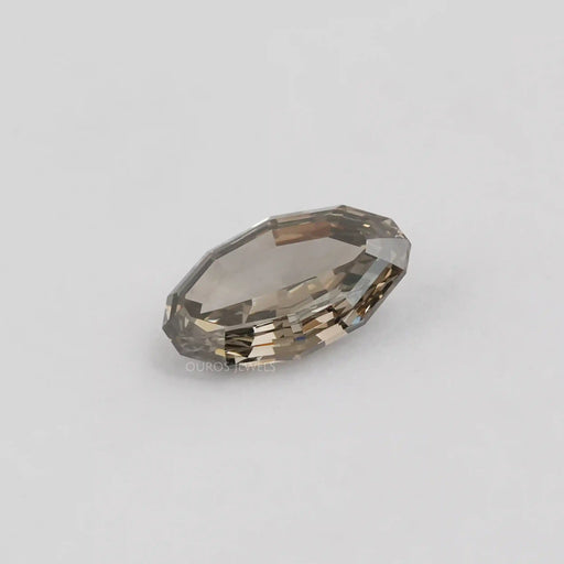 side view of 5.20ct grey oval shape step cut lab created diamond loose