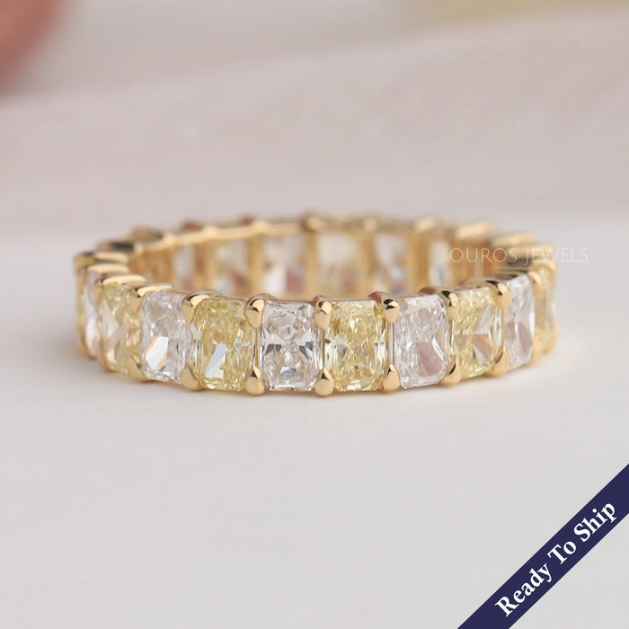 Yellow Radiant Cut Lab Diamond Eternity Band