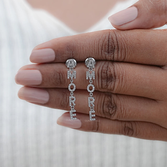 AMORE Initial Letter Round Diamond Dangle Earrings