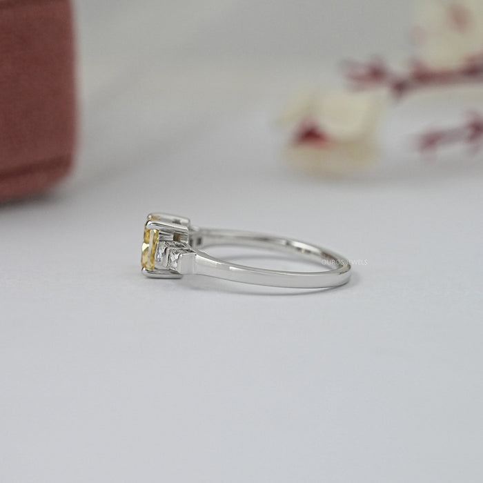 Yellow Cushion Lab Diamond Engagement Ring