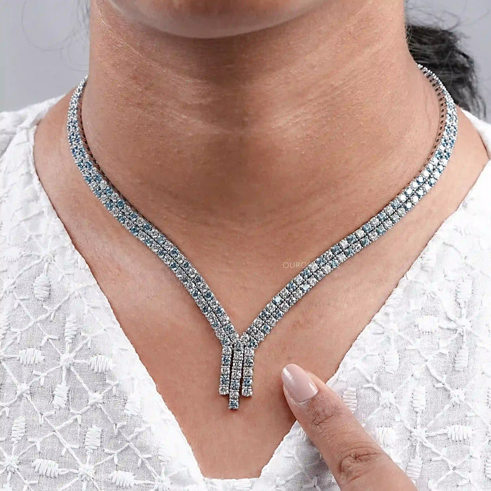 Round Cut Diamond Crystal Bridal Necklace