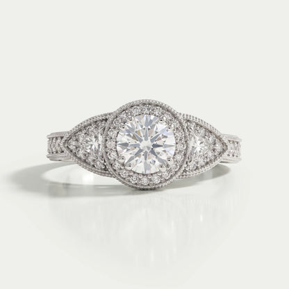 Amber Heard Round Cut Lab Diamond Wedding Ring