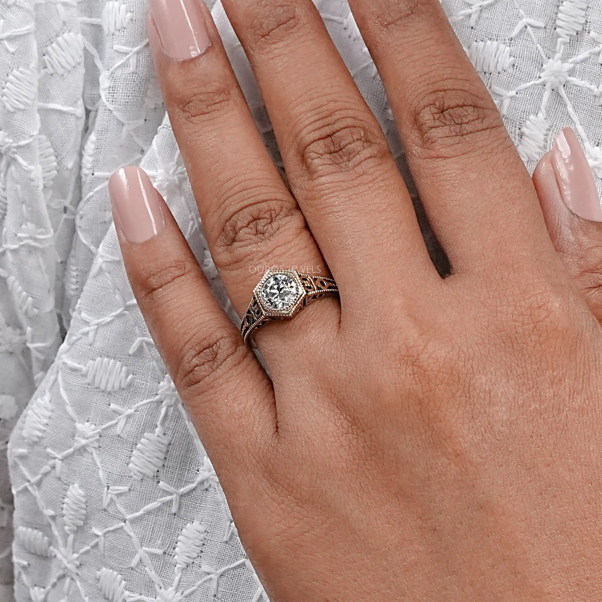 Vintage Old European Round Cut Art Deco Engagement Ring Ring