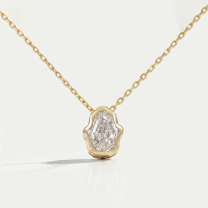 Antique Hamsa Hand Shape Lab Diamond Solitaire Pendant Necklaces