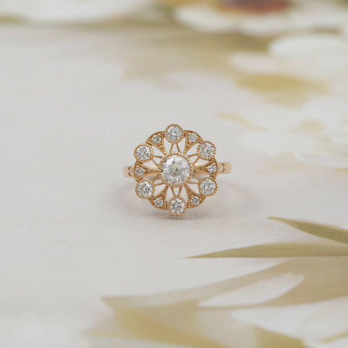 Vintage Old Cut Round Flower Style Ring