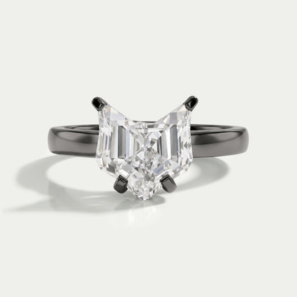 Antique Shape Cat Cut Lab Diamond Solitaire Ring Ring