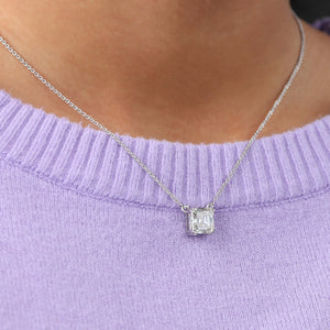 Pendentif solitaire en diamant de laboratoire taille Asscher 