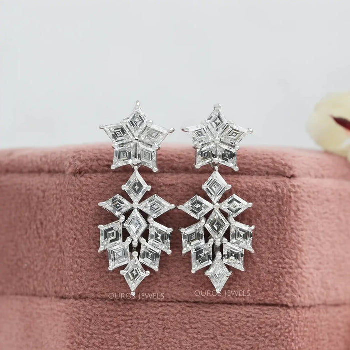 [Antique Cut Lozenge Diamond Earrings]-[Ouros Jewels]