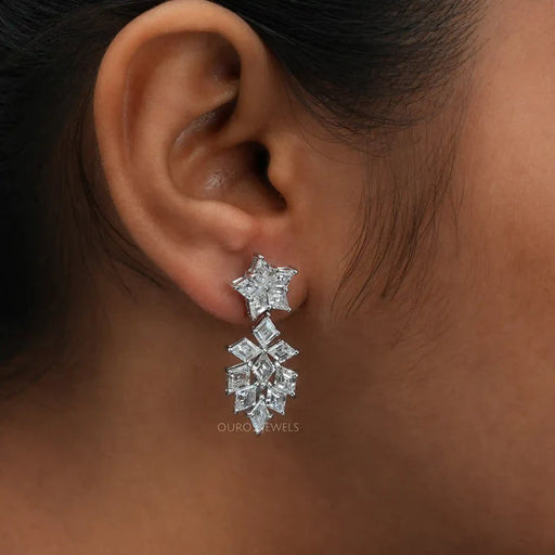 [A Women wearing Lonzenge Cut Earrings]-[Ouros Jewels]