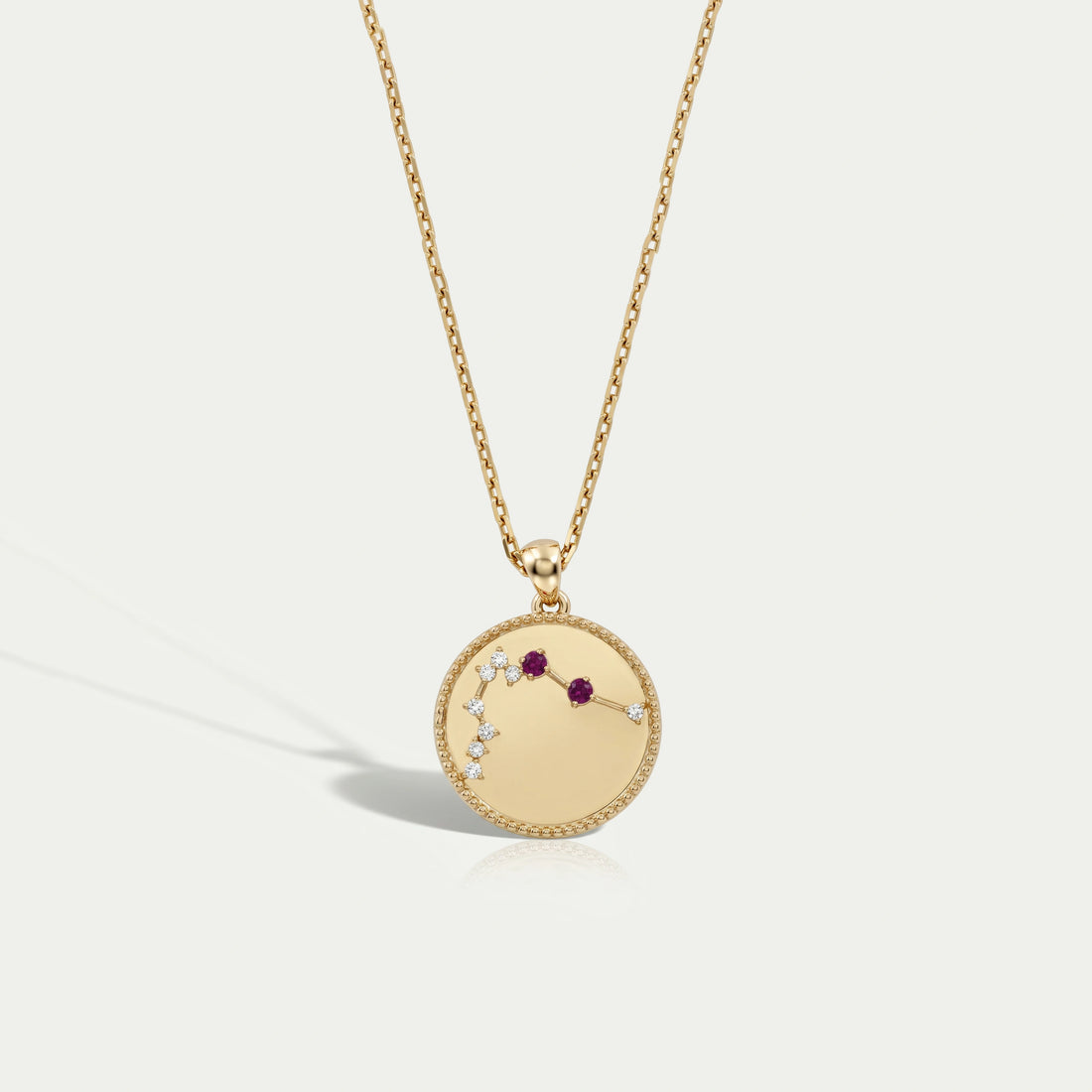Aquarius Zodiac Ruby Gemstone Pendant Necklaces