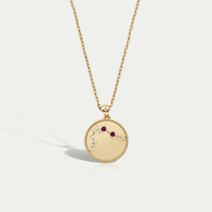 Aquarius Zodiac Ruby Gemstone Pendant Necklaces