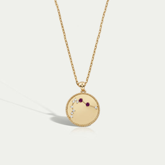 Aquarius Zodiac Ruby Gemstone Pendant Necklaces