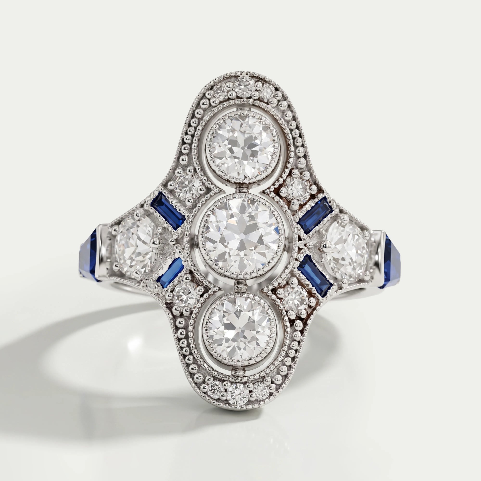Bague de fiançailles Art Déco ancienne à taille ronde européenne