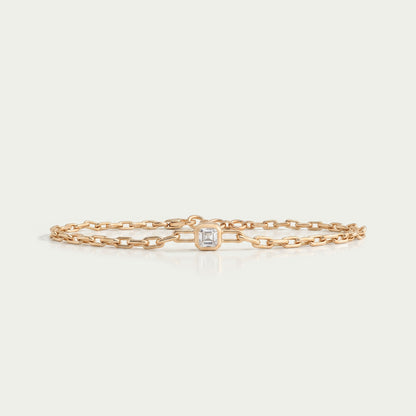 Asscher Cut Lab Grown Diamond Bezel Set Chain Bracelet