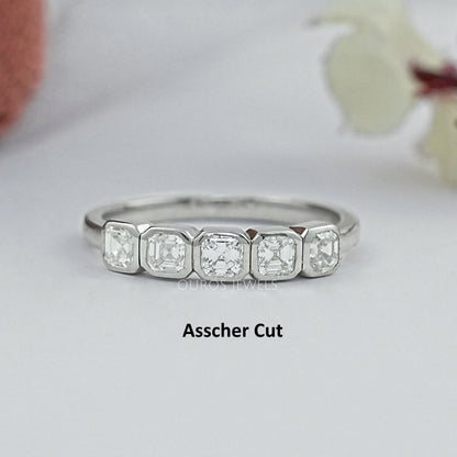 Five Stone Lab Diamond Bezel Set Ring Ring
