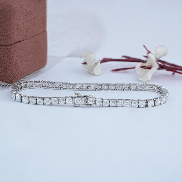 Lab Grown Asscher Diamond Tennis Bracelet