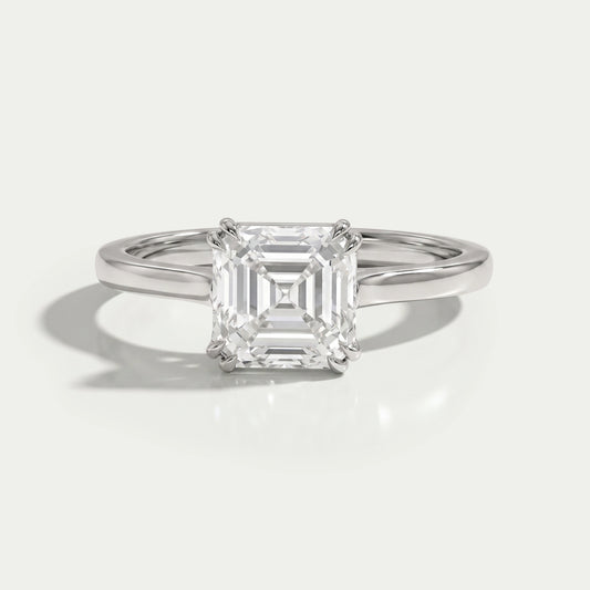 Asscher Cut Solitaire Diamond Engagement Ring Rings